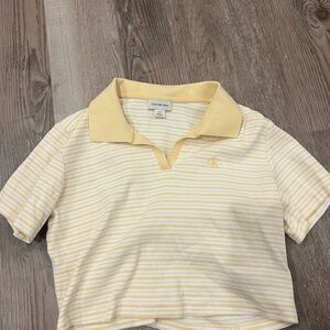 Calvin Klein Women's Yellow Striped Polo Shirt
